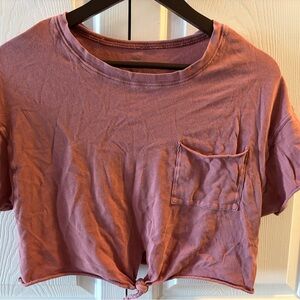 Trendy Mauve Crop Top with Pocket